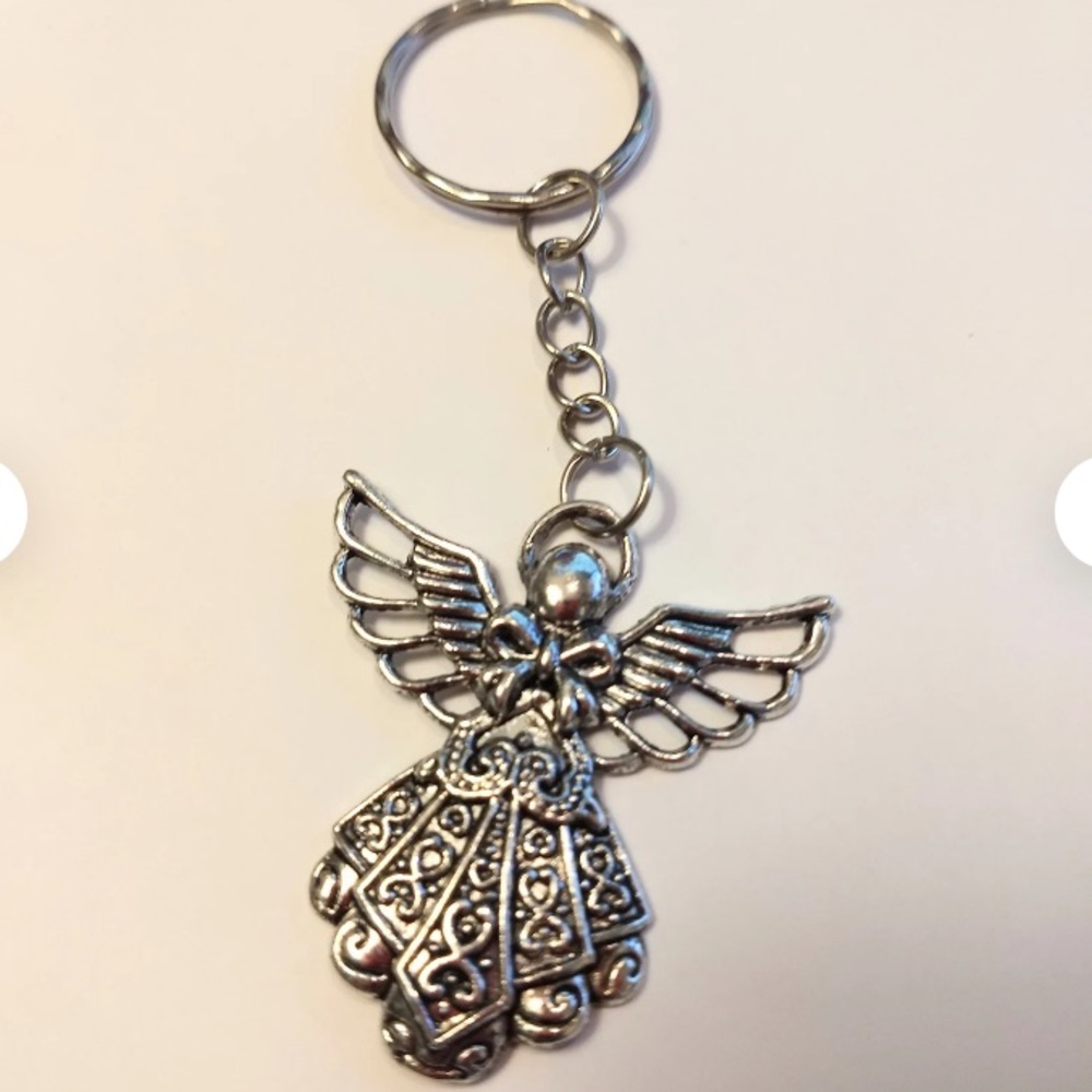 Silver Guardian Angel Keychain